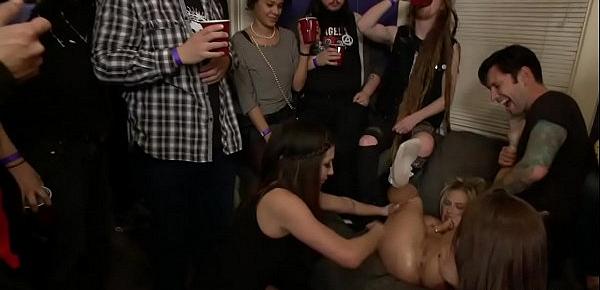  Hottie interracial public grop sex party